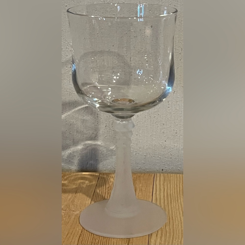 Vintage Glass Goblet with frosted glass stem